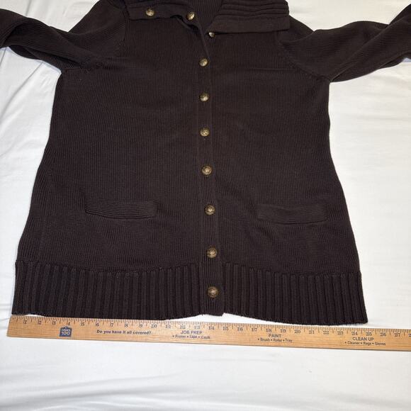 Lauren Ralph Lauren Heavy Knit Jacket Brown Cardigan Metal Logo Buttons Sz 2X ? - Picture 5 of 15